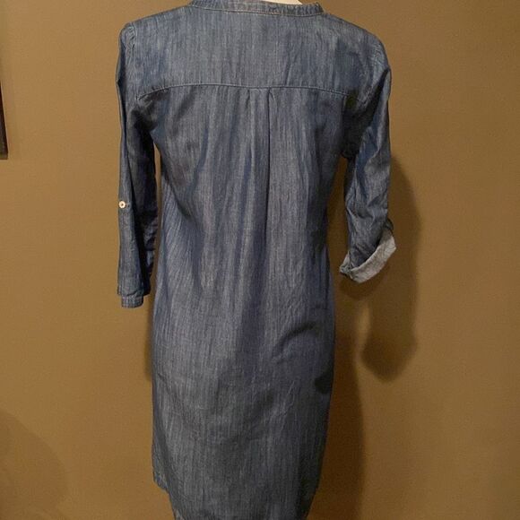 Spense Lightweight Denim Dress Size 6 Long Sleeve Embroidered On Collar - Picture 5 of 9